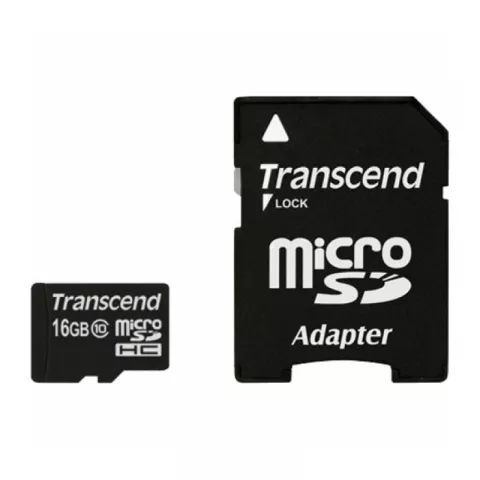 Карта памяти microSDHC 16GB Transcend SDHC class 10 + SD адаптер TS16GUSDHC10