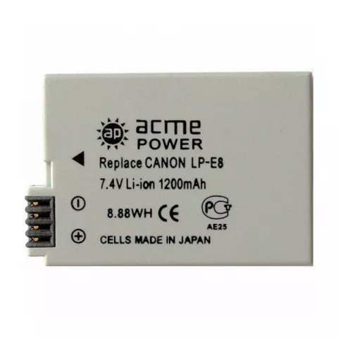 Аккумулятор AcmePower LP-E8 для Canon 550D, 600D, 650D