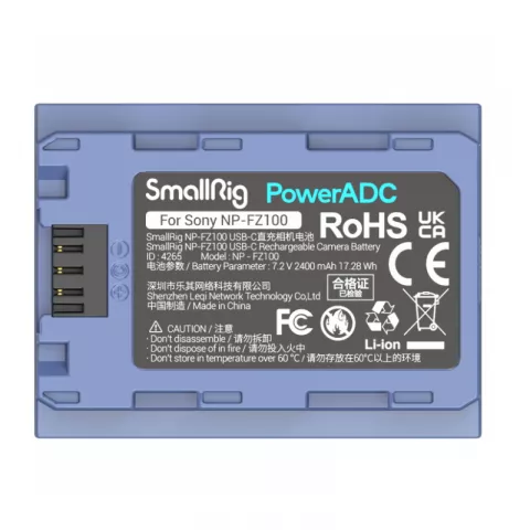 SmallRig 4265 Аккумулятор литий-ионный NP-FZ100 USB-C Rechargeable Camera Battery