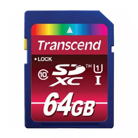 Карта памяти SD 64GB Transcend SDXC Card  Class 10 UHS-1 TS64GSDXC10U1 (90/40 MB/s)
