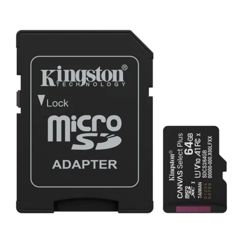 Карта памяти micro SDXC 64Gb Kingston Canvas Select Plus Gen3 UHS-I U1 + ADP