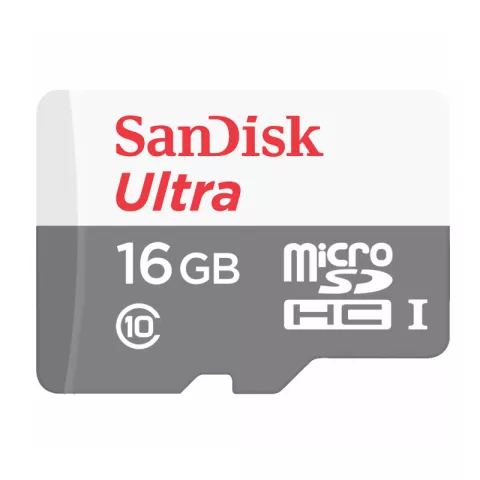 Карта памяти SanDisk Ultra microSDHC Class 10 UHS-I 80MB/s 16GB + SD adapter (SDSQUNS-016G-GN3MA)
