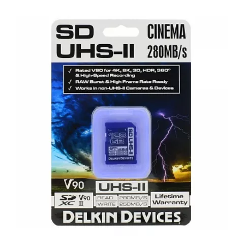 Карта памяти Delkin Devices Cinema SDXC 128GB UHS-II U3 Class V90