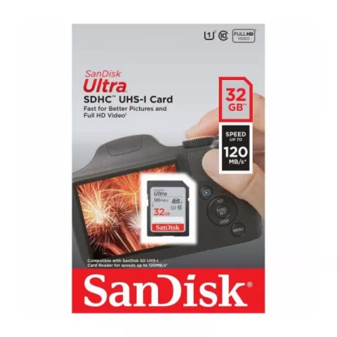 Карта памяти SanDisk Ultra SDHC Class 10 UHS-I 120MB/s 32GB (SDSDUN4-032G-GN6IN)