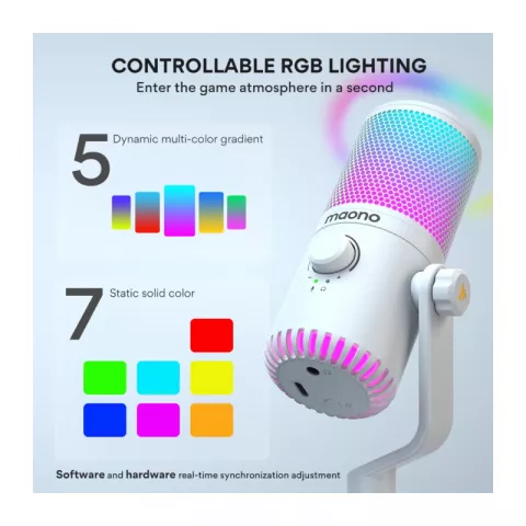 Maono DM30RGB конденсаторный USB микрофон white