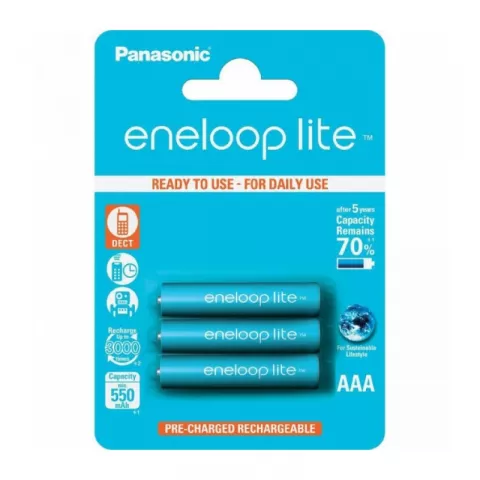 Аккумулятор PANASONIC Eneloop Lite AAA 550 2BP (BK 4LCCE /3DE) 3шт блистер