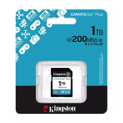 Карта памяти 1Tb Kingston Canvas Go! Plus SDXC UHS-I U3 (200 /160 Mb/s) SDG4/1TB