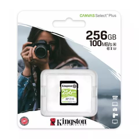 Карта памяти 256Gb Kingston Canvas Select Plus SDXC UHS-I U3 V30 (100/85 Mb/s) SDS2/256GB
