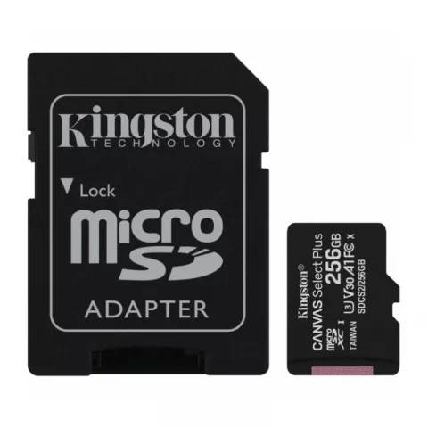 Карта памяти micro SDXC 256Gb Kingston Canvas Select Plus UHS-I U3 V30 A1 + ADP (100/85 Mb/s)