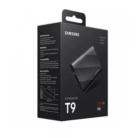 Внешний SSD диск Samsung T9 USB-C 3.2 Gen 2 1TB черный (MU-PG1T0B/WW)