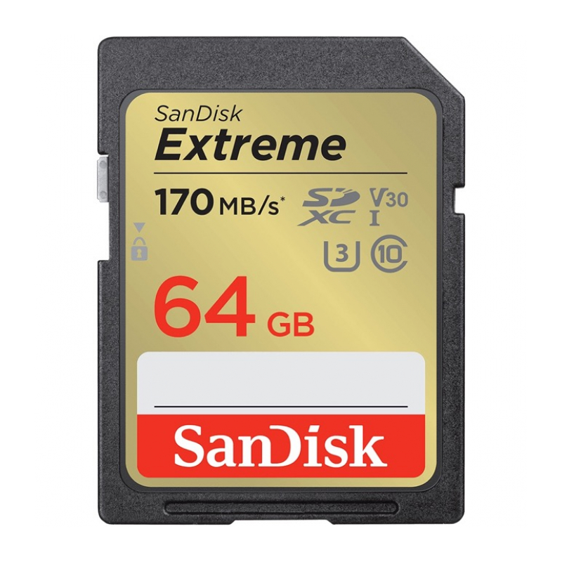Карта памяти SanDisk Extreme SDXC UHS-I Class 3 V30 170/80 MB/s 64GB SDSDXV2-064G-GNCIN
