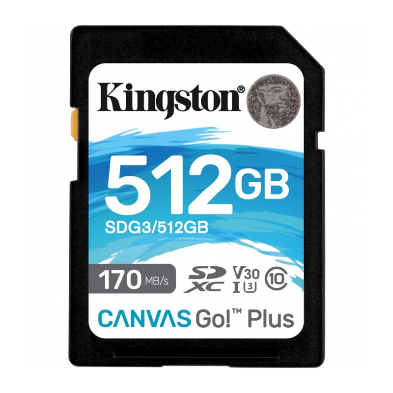 Карта Памяти 512Gb Kingston Canvas Go Plus SDXC UHS-I U3 V30 (170/90 Mb/s) SDG3/512GB