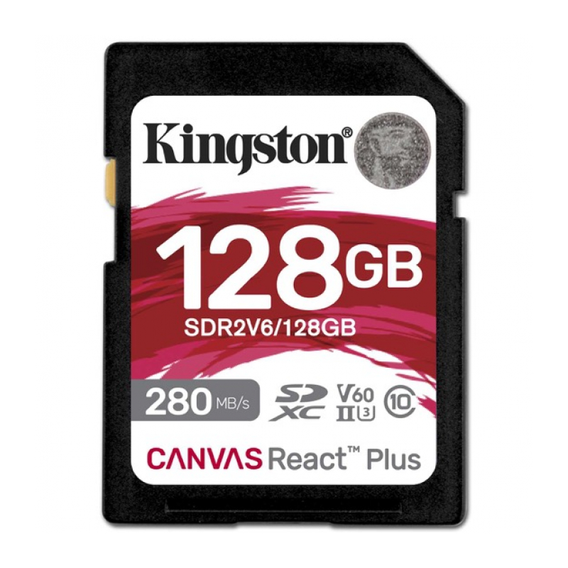 Карта памяти 128Gb Kingston Canvas React Plus SDXC UHS-II U3 V60 (280/100 Mb/s) SDR2V6/128GB