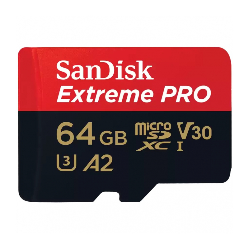 Карта памяти SanDisk 64GB Micro SDXC Sandisk Extreme Pro 200MB/s A2 C10 V30 UHS-I U3 (SDSQXCU-064G-GN6MA)
