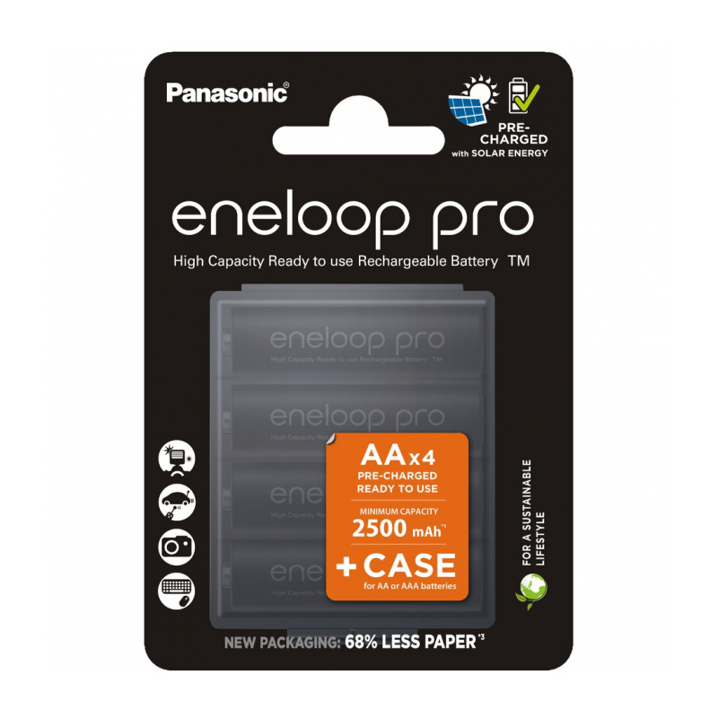 Аккумулятор PANASONIC Eneloop Pro AA 2500 4BP (BK-3HCDEC4BE/BK-3HCDE/4CP) с кейсом