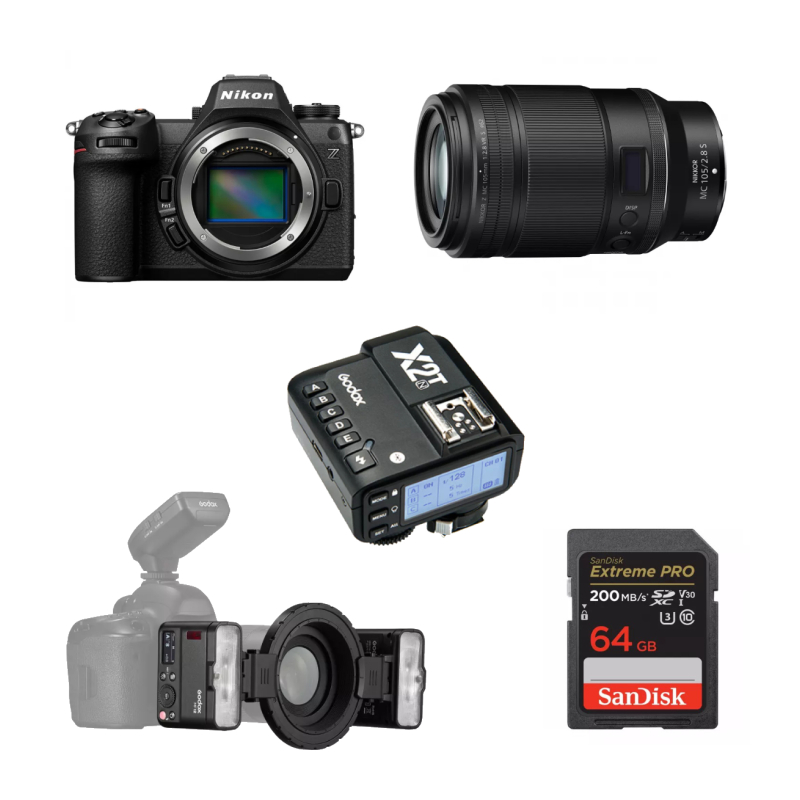 Комплект для стоматолога - Nikon Z6III Kit Z MC 105mm f/2.8 + Godox MF12-K2 + Godox X2T-N TTL + SDSDXXU-064G-GN4IN