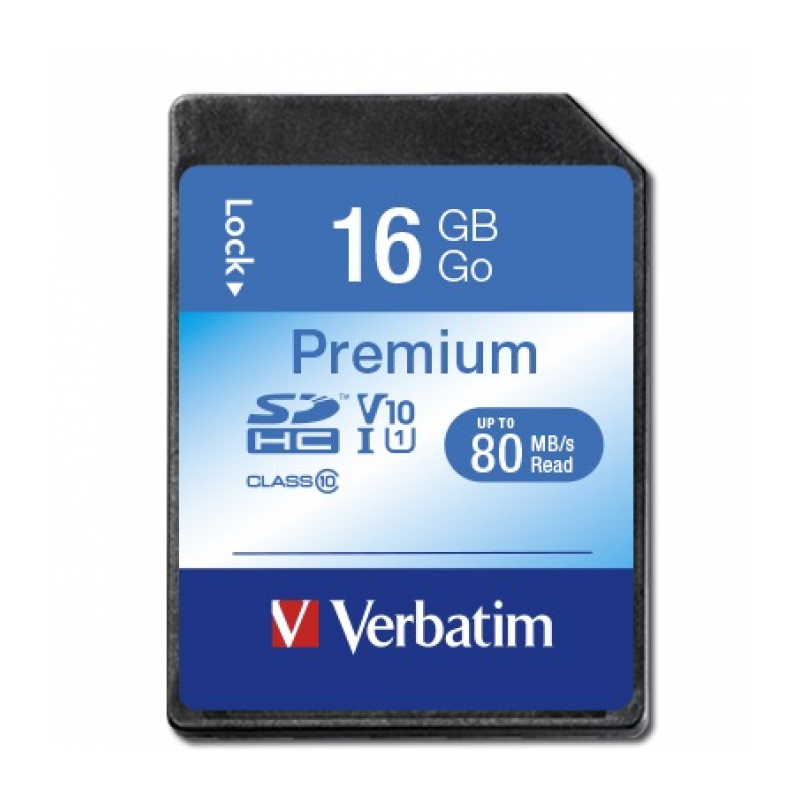 Карта памяти Verbatim SDHC Premium Class 10 80/10 MB/S 16Gb