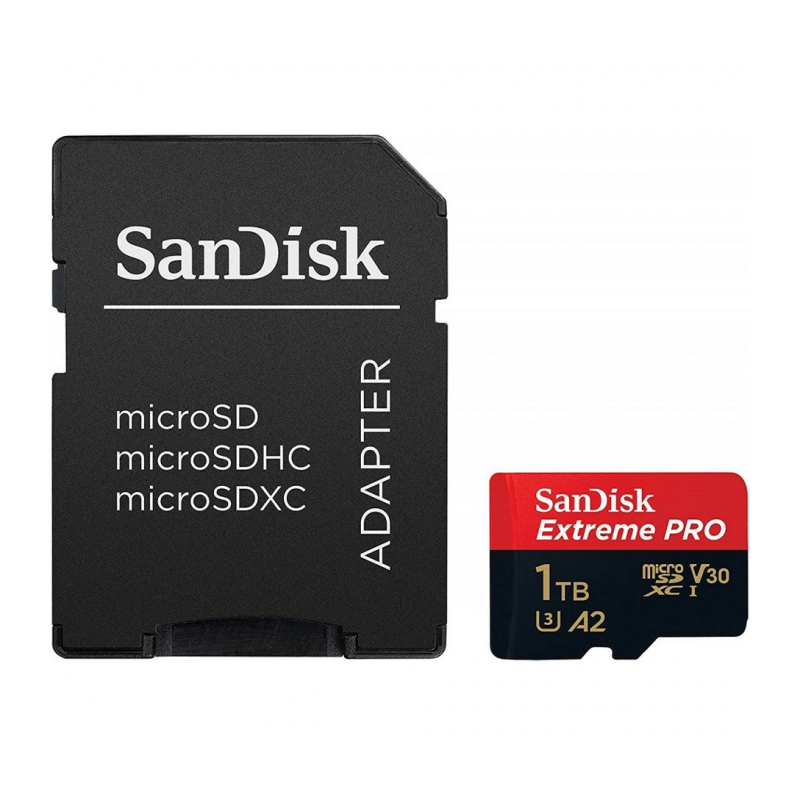 Карта памяти SanDisk Extreme Pro MicroSDXC UHS-I A2 V30 U3 200/140MB/s 1TB +SD adapter (SDSQXCD-1T00-GN6MA)
