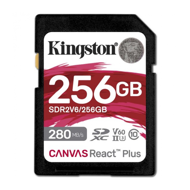 Карта памяти 256Gb Kingston Canvas React Plus SDXC UHS-II U3 V60 (280/150 Mb/s) SDR2V6/256GB