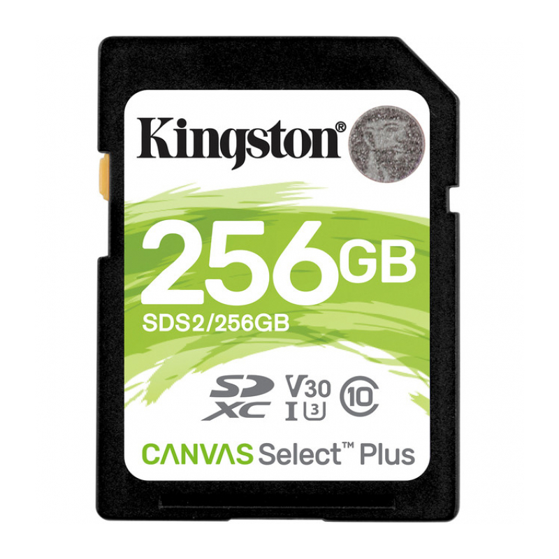 Карта памяти 256Gb Kingston Canvas Select Plus SDXC UHS-I U3 V30 (100/85 Mb/s) SDS2/256GB