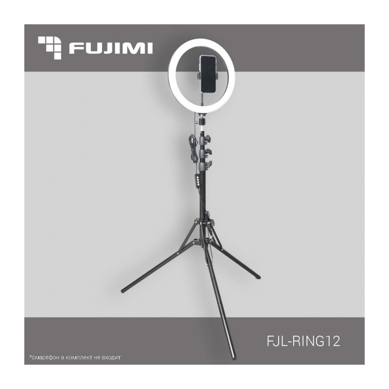 Кольцевой осветитель Fujimi FJL-RING12 мощный, для БЬЮТИ съемок с креплением для смартфона