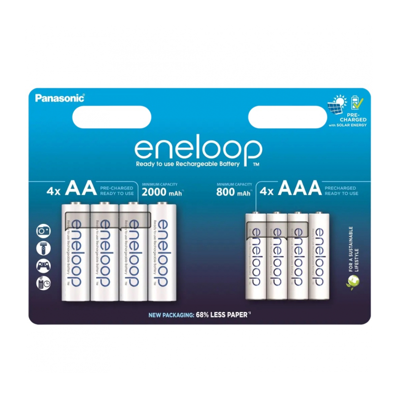 Аккумулятор PANASONIC eneloop AA 2000 + AAA 800 (4+4)шт (BK-KJMCDE44E/BK-3MCDE+BK-4MCDE/8CP)