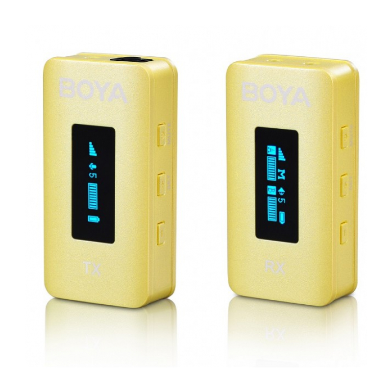 Boya BY-XM6-K1Y Миниатюрная 2,4ГГц Двухканальная беспроводная система в зарядном кейсе Жёлтая