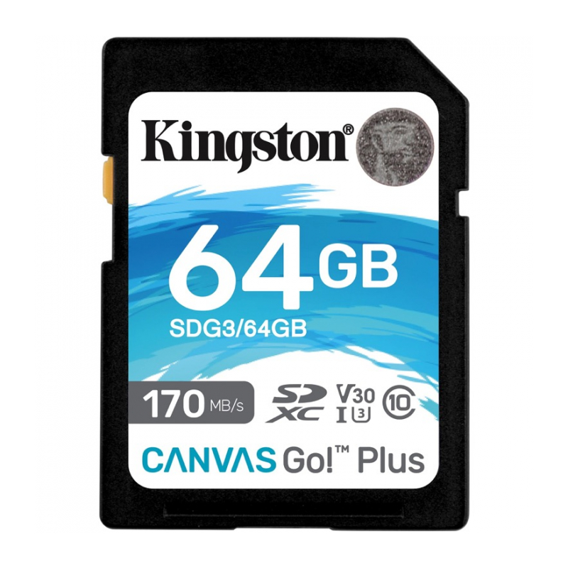 Карта Памяти 64Gb Kingston Canvas Go Plus SDXC UHS-I U3 V30 (170/90 Mb/s) SDG3/64GB
